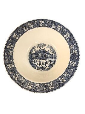 Homer Laughlin Shakespeare Country Blue Transfer Ware Vegetable Bowl 9 Inch Vint